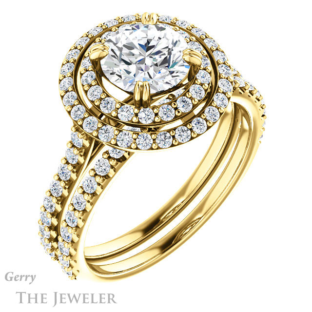 Round Cut Forever One Moissanite Engagement Ring #GTJ935-round-fo-y
