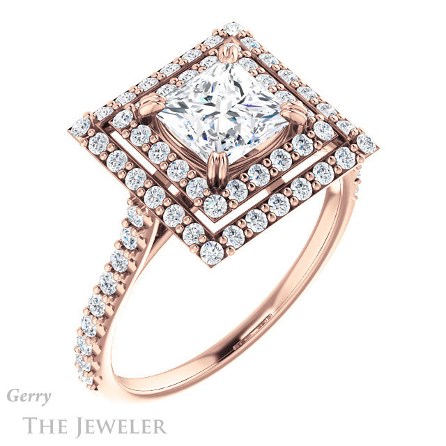 Princess Cut Forever One Moissanite Engagement Ring #GTJ935-square-fo-r 4 Princess Cut Forever One Moissanite Engagement Ring #GTJ935-square-fo-r