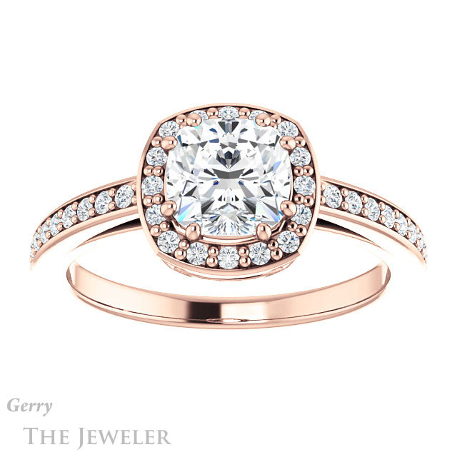 Cushion Cut Forever One Moissanite Engagement Ring #GTJ936-cushion-fo-r