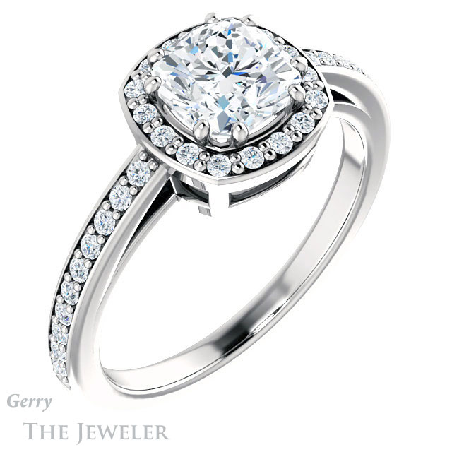 Cushion Cut Forever One Moissanite Engagement Ring #GTJ936-cushion-fo-w