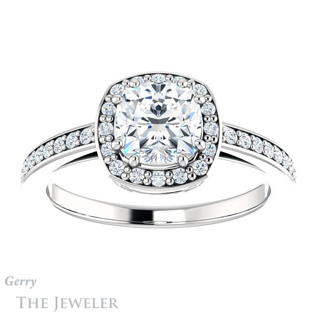 Cushion Cut Forever One Moissanite Engagement Ring #GTJ936-cushion-fo-w