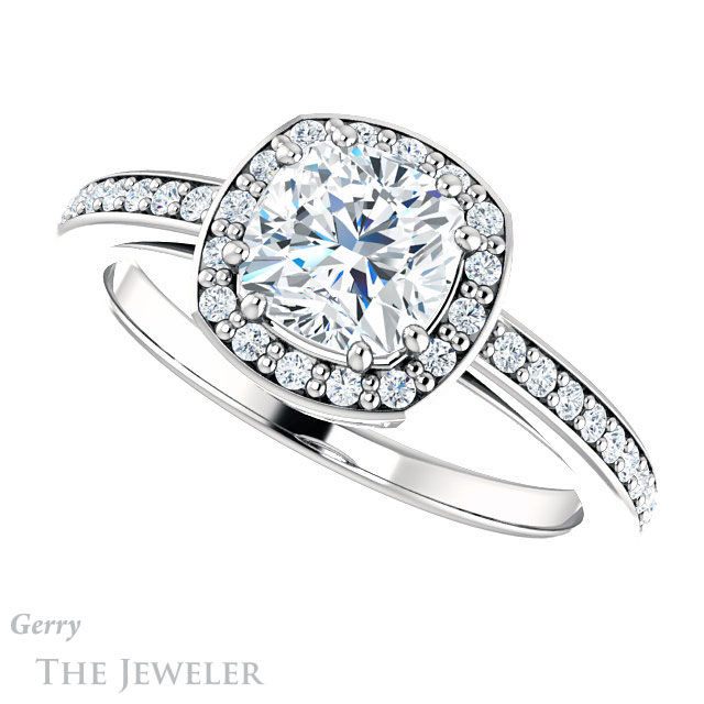 Cushion Cut Forever One Moissanite Engagement Ring #GTJ936-cushion-fo-w