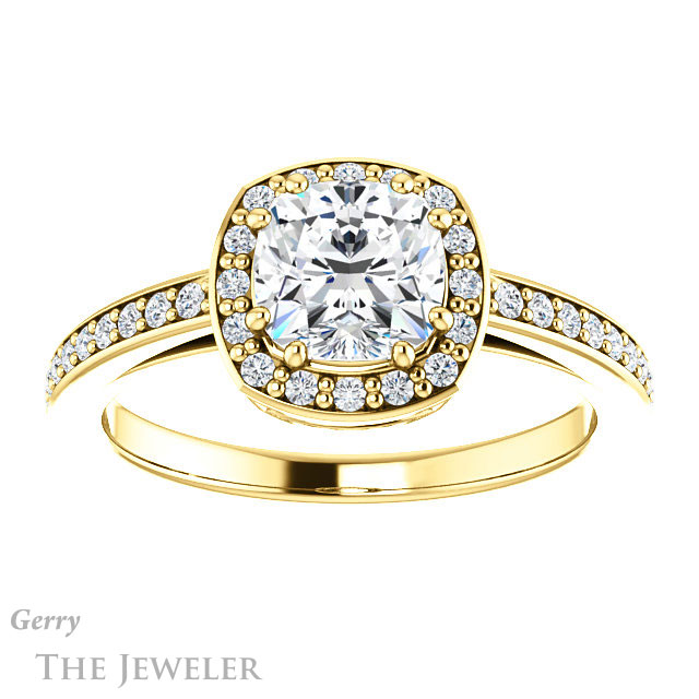 Cushion Cut Forever One Moissanite Engagement Ring #GTJ936-cushion-fo-y