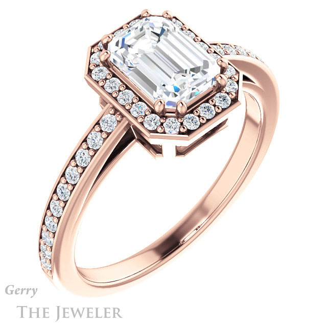 Emerald Cut Forever Brilliant Moissanite Engagement Ring #GTJ936-emerald-fb-r
