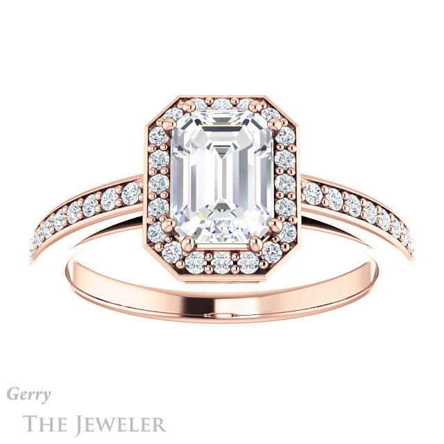 Emerald Cut Forever Brilliant Moissanite Engagement Ring #GTJ936-emerald-fb-r