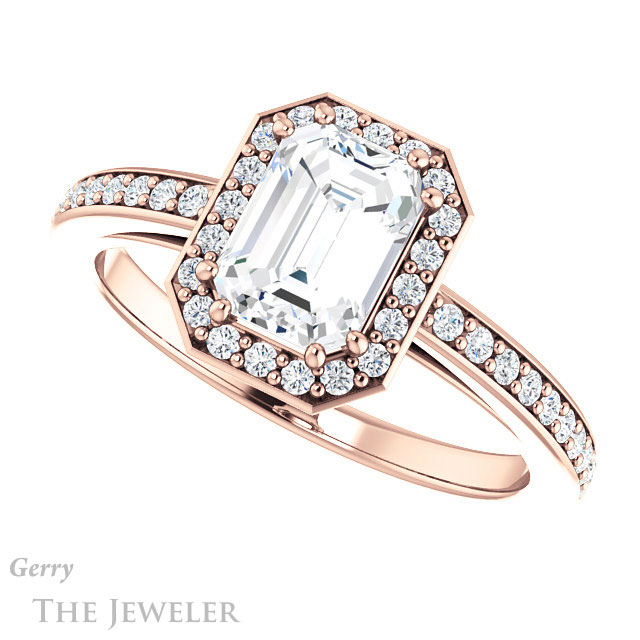 Emerald Cut Forever Brilliant Moissanite Engagement Ring #GTJ936-emerald-fb-r