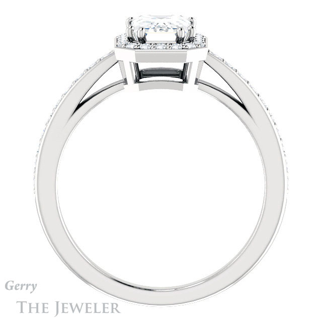 Emerald Cut Forever Brilliant Moissanite Engagement Ring #GTJ936-emerald-fb-w