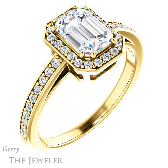 Emerald Cut Forever Brilliant Moissanite Engagement Ring #GTJ936-emerald-fb-y