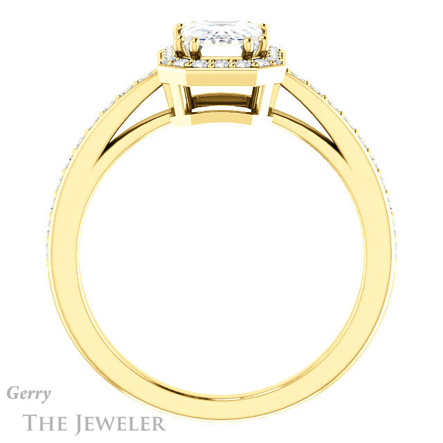 Emerald Cut Forever Brilliant Moissanite Engagement Ring #GTJ936-emerald-fb-y