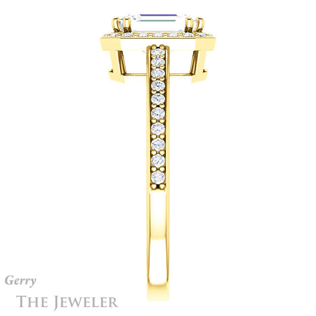 Emerald Cut Forever Brilliant Moissanite Engagement Ring #GTJ936-emerald-fb-y