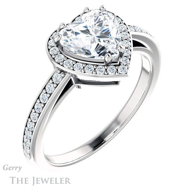 Heart Shaped Forever Brilliant Moissanite Engagement Ring #GTJ936-heart-fb-w