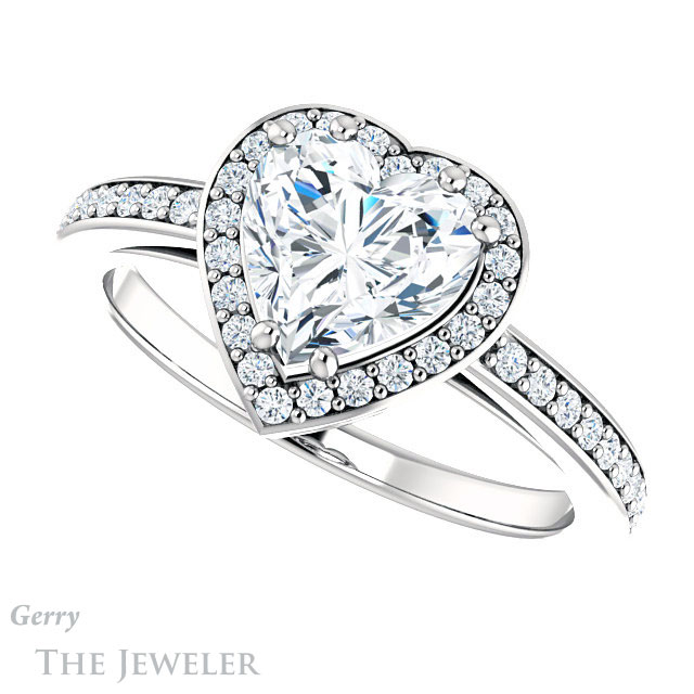 Heart Shaped Forever Brilliant Moissanite Engagement Ring #GTJ936-heart-fb-w