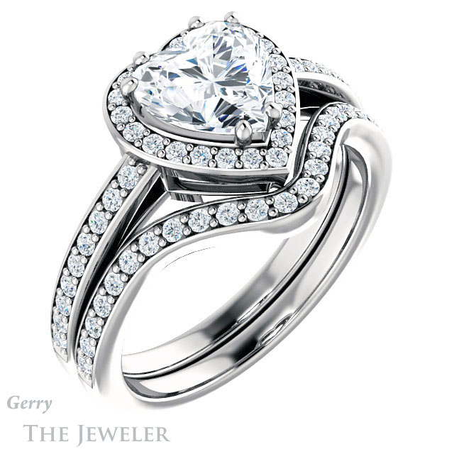 Heart Shaped Forever Brilliant Moissanite Engagement Ring #GTJ936-heart-fb-w
