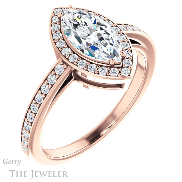 Marquise Cut Forever One Moissanite Engagement Ring #GTJ936-marquise-fb-r 4 Marquise Cut Forever Brilliant Moissanite Engagement Ring #GTJ936-marquise-fb-r