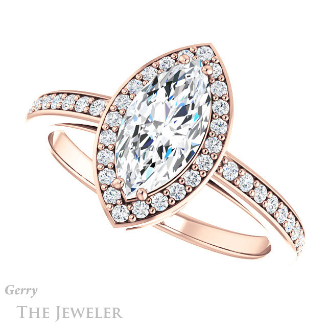 Marquise Cut Forever One Moissanite Engagement Ring #GTJ936-marquise-fb-r 5 Marquise Cut Forever Brilliant Moissanite Engagement Ring #GTJ936-marquise-fb-r