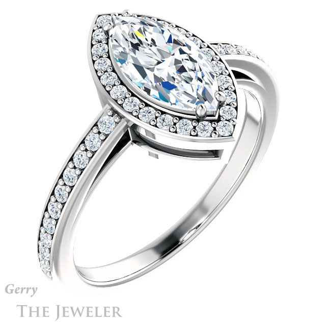 Marquise Cut Forever Brilliant Moissanite Engagement Ring #GTJ936-marquise-fb-w