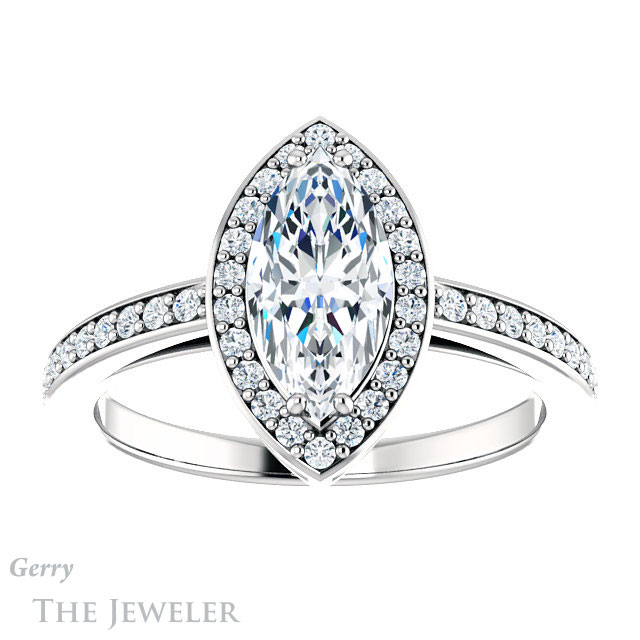 Marquise Cut Forever Brilliant Moissanite Engagement Ring #GTJ936-marquise-fb-w