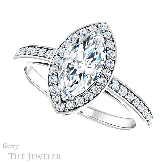 Marquise Cut Forever Brilliant Moissanite Engagement Ring #GTJ936-marquise-fb-w
