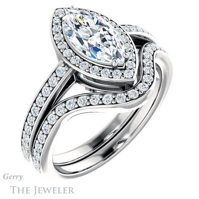 Marquise Cut Forever Brilliant Moissanite Engagement Ring #GTJ936-marquise-fb-w