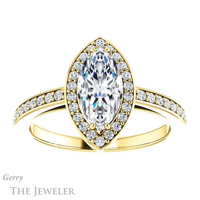 Marquise Cut Forever Brilliant Moissanite Engagement Ring #GTJ936-marquise-fb-y