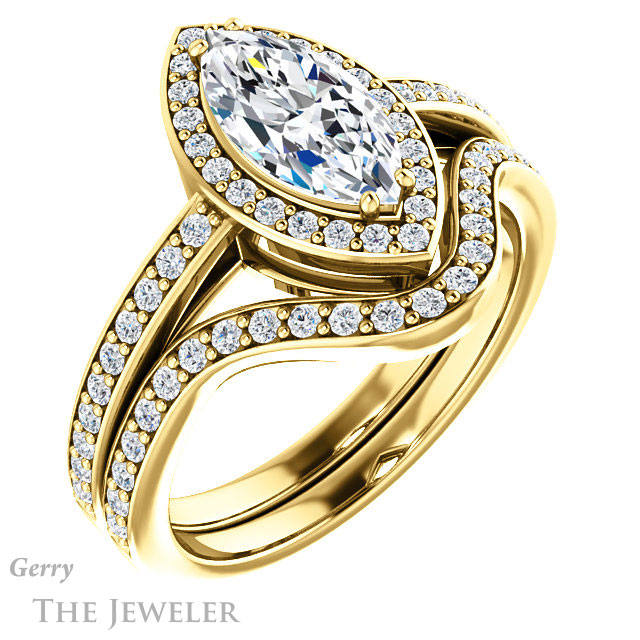 Marquise Cut Forever Brilliant Moissanite Engagement Ring #GTJ936-marquise-fb-y
