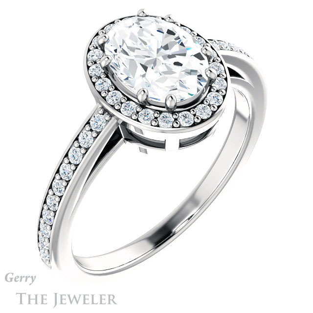 Oval Shaped Forever One Moissanite Engagement Ring #GTJ936-oval-fo-w