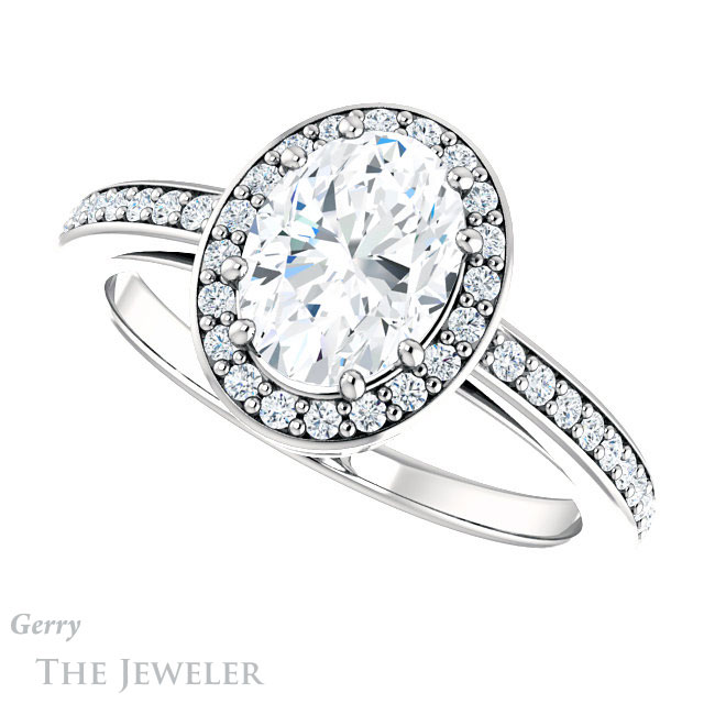 Oval Shaped Forever One Moissanite Engagement Ring #GTJ936-oval-fo-w