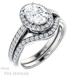 Oval Shaped Forever One Moissanite Engagement Ring #GTJ936-oval-fo-w