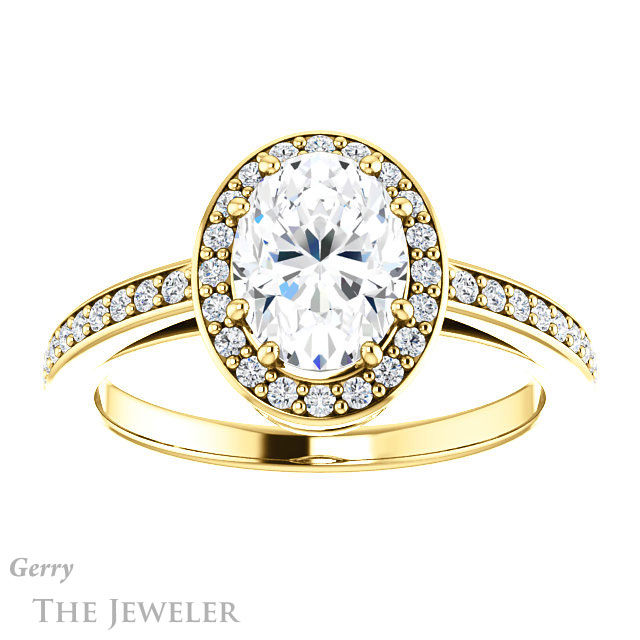Oval Shaped Forever One Moissanite Engagement Ring #GTJ936-oval-fo-y