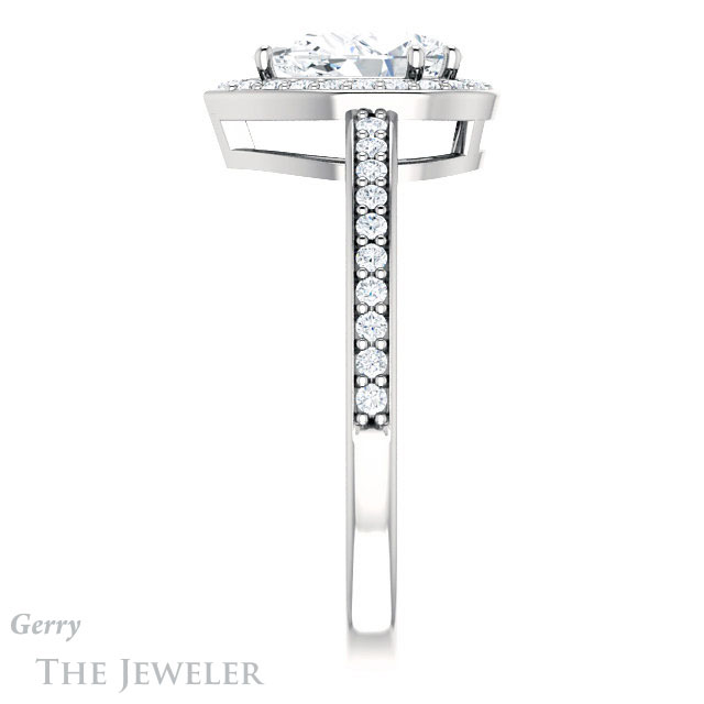 Pear Shaped Forever Brilliant Moissanite Engagement Ring #GTJ936-pear-fb-w