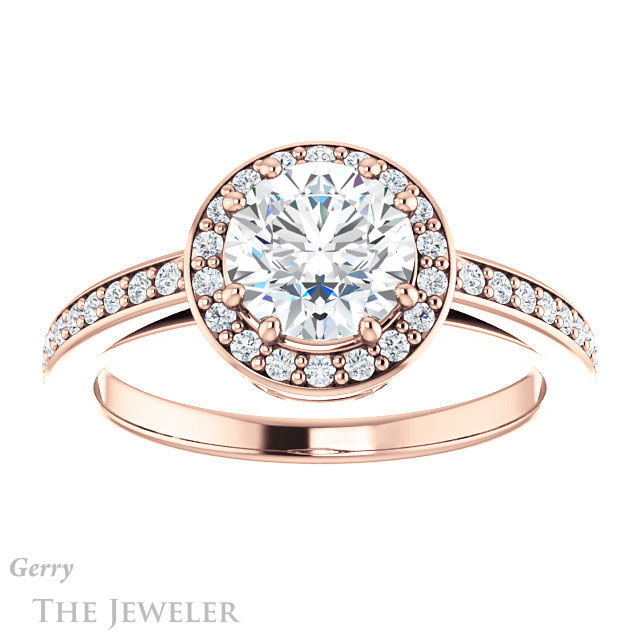 Round Cut Forever One Moissanite Engagement Ring #GTJ936-round-fo-r 1 Round Cut Forever One Moissanite Engagement Ring #GTJ936-round-fo-r