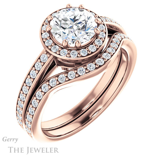 Round Cut Forever One Moissanite Engagement Ring #GTJ936-round-fo-r 6 Round Cut Forever One Moissanite Engagement Ring #GTJ936-round-fo-r