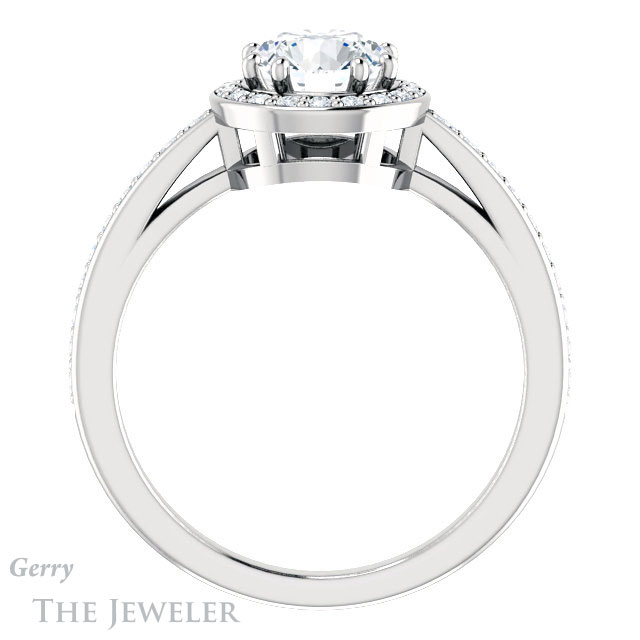 Round Cut Forever One Moissanite Engagement Ring #GTJ936-round-fo-w
