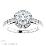 Round Cut Forever One Moissanite Engagement Ring #GTJ936-round-fo-w