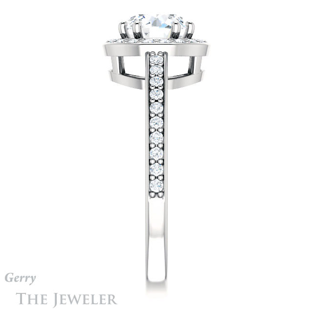 Round Cut Forever One Moissanite Engagement Ring #GTJ936-round-fo-w