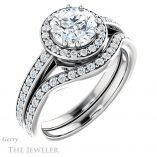Round Cut Forever One Moissanite Engagement Ring #GTJ936-round-fo-w