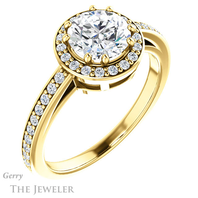 Round Cut Forever One Moissanite Engagement Ring #GTJ936-round-fo-y