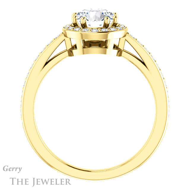 Round Cut Forever One Moissanite Engagement Ring #GTJ936-round-fo-y