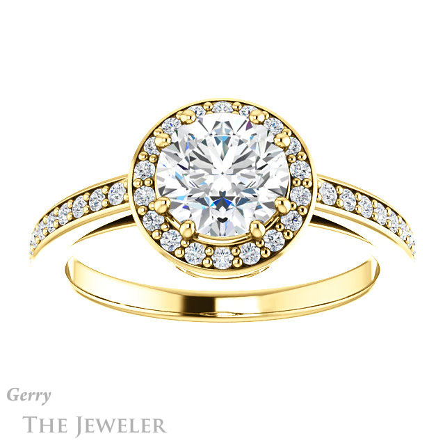 Round Cut Forever One Moissanite Engagement Ring #GTJ936-round-fo-y