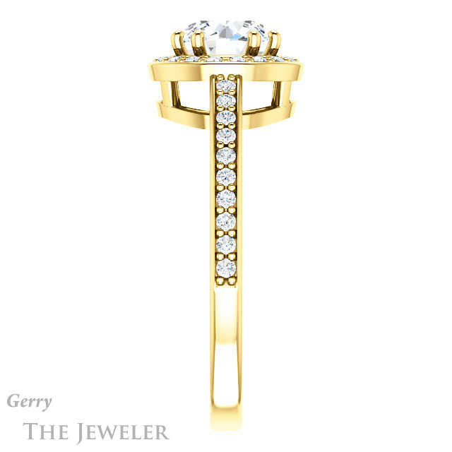 Round Cut Forever One Moissanite Engagement Ring #GTJ936-round-fo-y
