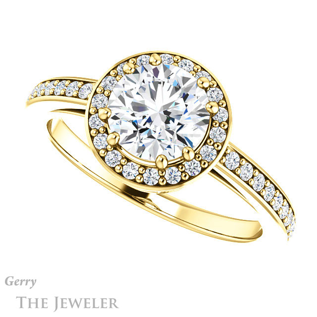 Round Cut Forever One Moissanite Engagement Ring #GTJ936-round-fo-y