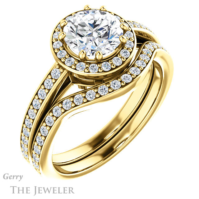 Round Cut Forever One Moissanite Engagement Ring #GTJ936-round-fo-y