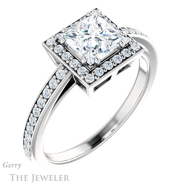 Princess Cut Forever One Moissanite Engagement Ring #GTJ936-square-fo-w