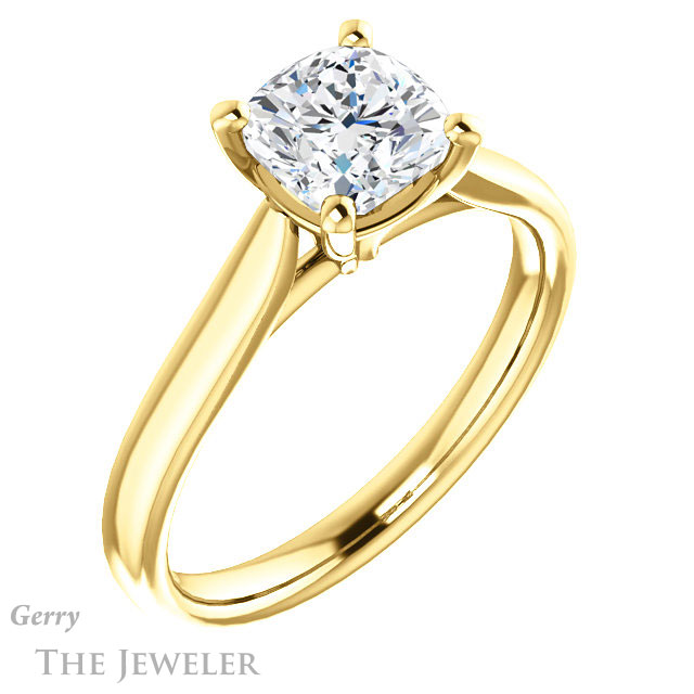 Cushion Cut Forever One Moissanite Engagement Ring #GTJ937-cushion-fo-y 4 Cushion Cut Forever One Moissanite Engagement Ring #GTJ937-cushion-fo-y