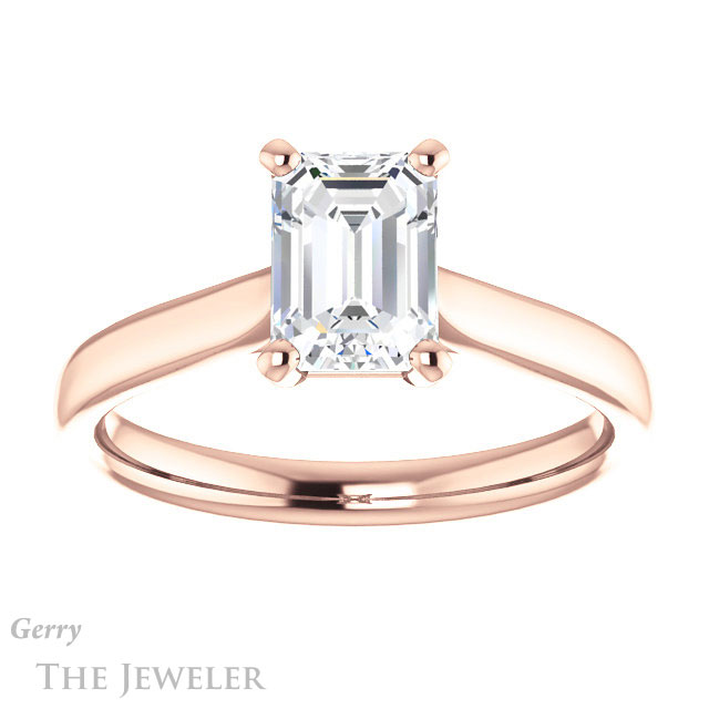 Emerald Cut Forever Brilliant Moissanite Engagement Ring #GTJ937-emerald-fb-r