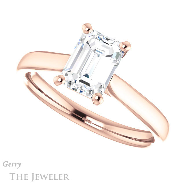 Emerald Cut Forever Brilliant Moissanite Engagement Ring #GTJ937-emerald-fb-r
