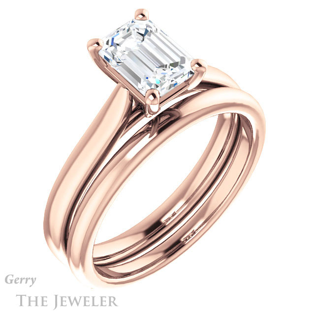 Emerald Cut Forever Brilliant Moissanite Engagement Ring #GTJ937-emerald-fb-r