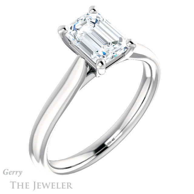 Emerald Cut Forever Brilliant Moissanite Engagement Ring #GTJ937-emerald-fb-w