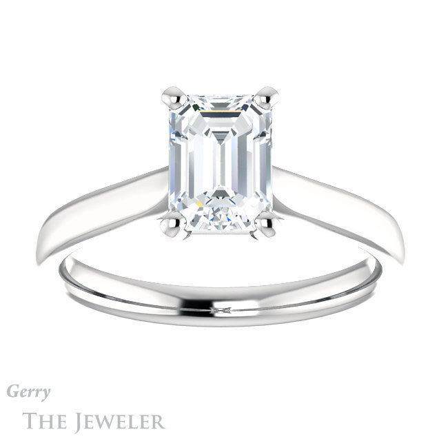 Emerald Cut Forever Brilliant Moissanite Engagement Ring #GTJ937-emerald-fb-w