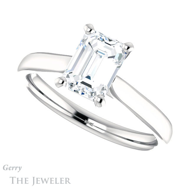 Emerald Cut Forever Brilliant Moissanite Engagement Ring #GTJ937-emerald-fb-w
